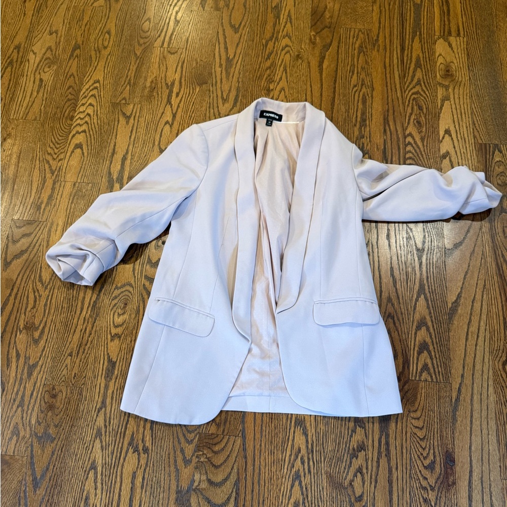 Express Women's Light Pink Ruched sleeve Blazer